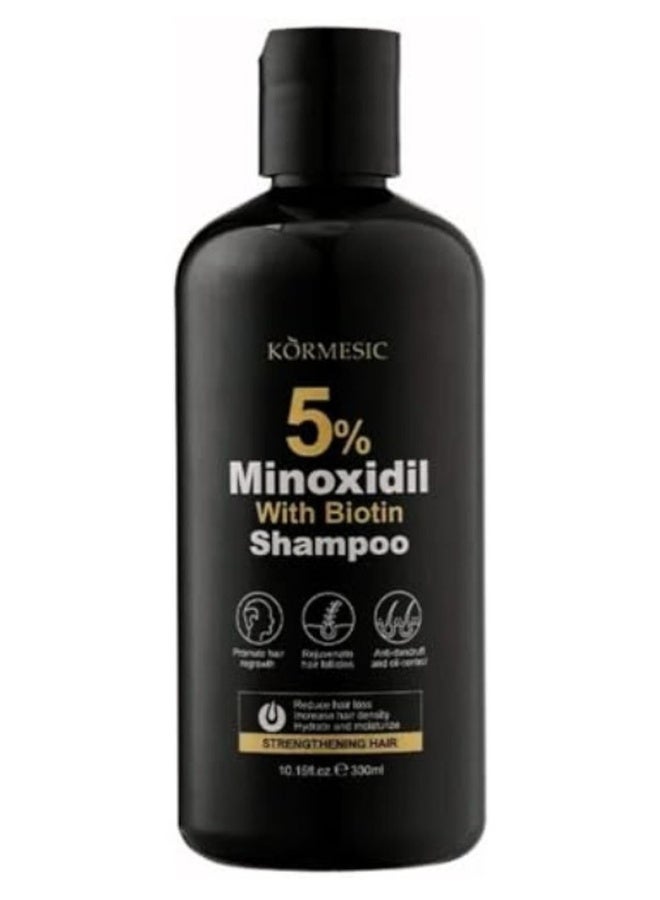Kormesic 5% Minoxidil Biotin Shampoo 300ml, Hair Growth Treatment Shampoo with Minoxidil 5% Strengthen Hair Promote Hairs Regrowth Reduce Hairs Loss Removes Dandruff & Relieve Itching - Image 1