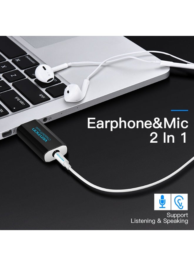 فينشن VENTION USB External Sound Card Black Metal Type(OMTP-CTIA) Model # VAB-S16-B  - Image 2