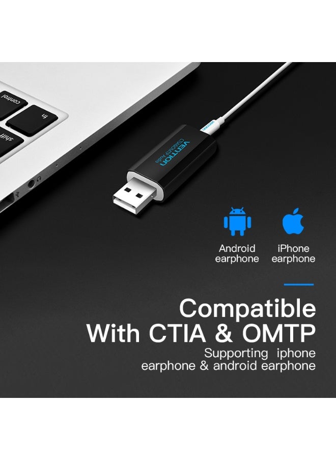 فينشن VENTION USB External Sound Card Black Metal Type(OMTP-CTIA) Model # VAB-S16-B  - Image 4