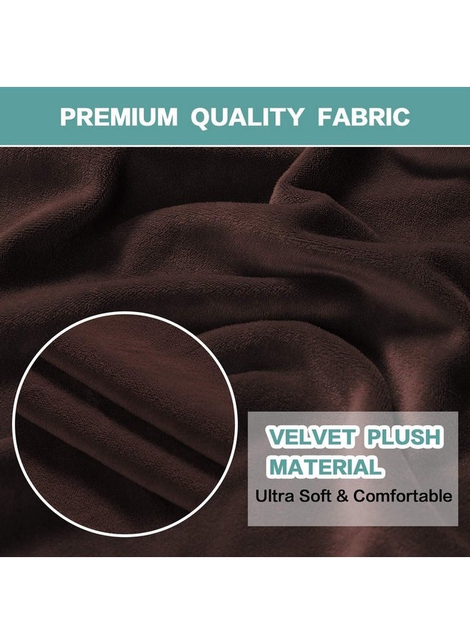 Styleys - Styleys Velvet Dining Chair Covers Stretch Chair Covers for Dining Room Chair Protector Covers Slipcover Chair Covers (Pack of 6, Chocolate, VEMC7) - Image 1
