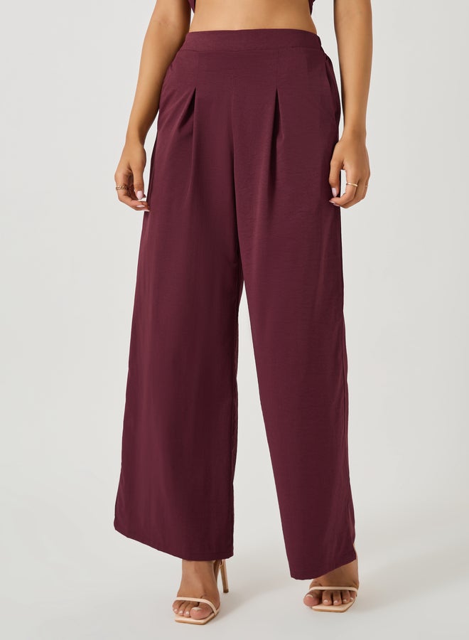 Styli Solid Sleeveless Asymmetric Hem Top and Wide Leg Pants Co-Ords  - Image 5