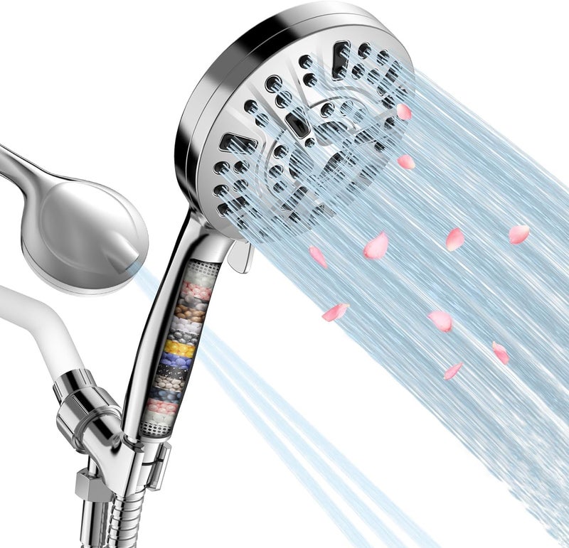 JNILE 15 Stage Filtered Handheld Shower Head with 10 Modes and 60" Hose - Image 1