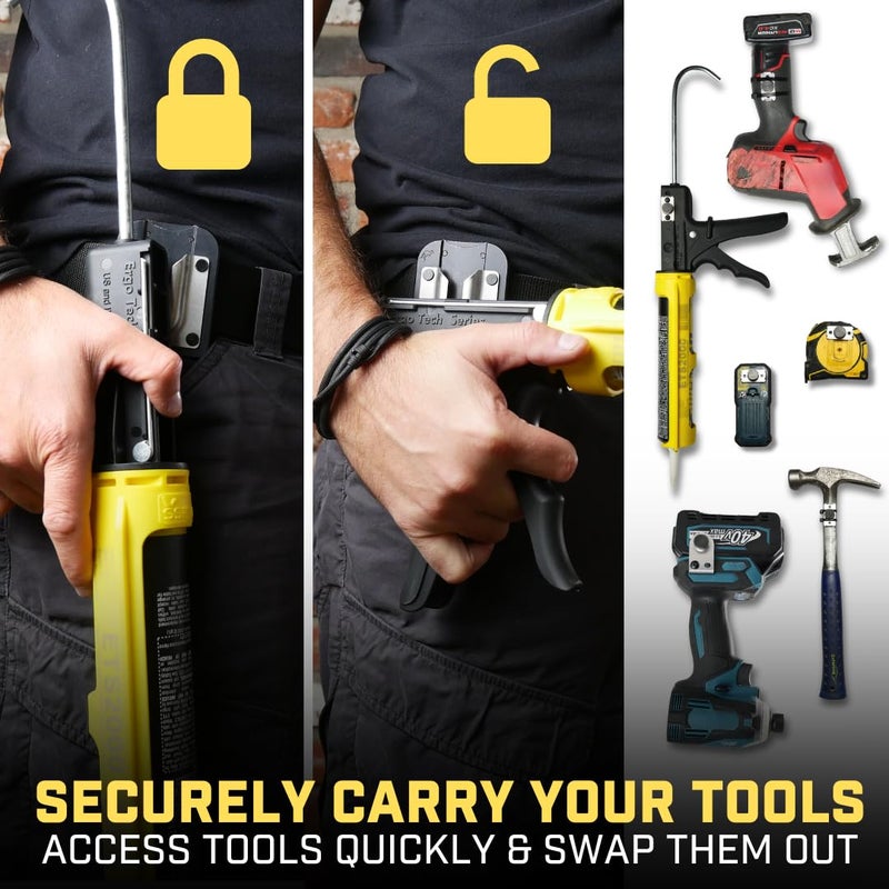 Holstery PinPal Pro | Universal Tool Holster - Gravity Locking Clip-On Tool Belt Holder for Drills, Impacts, and Other Tools (Flat Plate Pin Kit) - Image 2