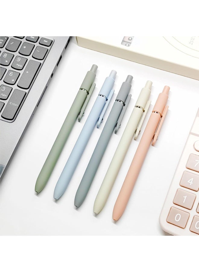 5 Pcs Morandi Gel Pens, 0.5mm Fine Point Black Ink Smooth Writing Pens, Soft Grip Retractable Pens for School Office Journaling Note Taking, Aesthetic Stationery Gift for Men Women - Image 4