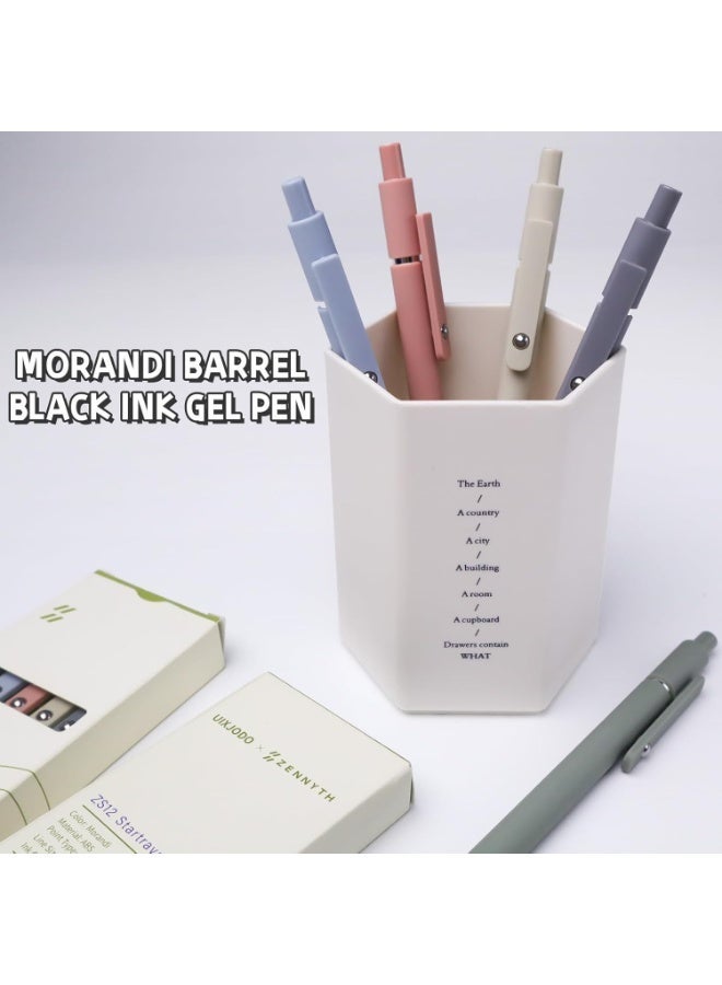 5 Pcs Morandi Gel Pens, 0.5mm Fine Point Black Ink Smooth Writing Pens, Soft Grip Retractable Pens for School Office Journaling Note Taking, Aesthetic Stationery Gift for Men Women - Image 3