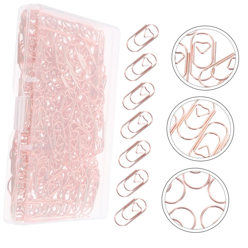 Rose Gold Heart Shaped Paper Clips 150pcs for Organizing Documents Scrapbooking Crafts Office School Home Use - Image 3