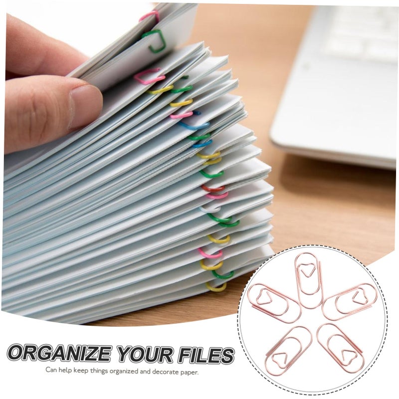 Rose Gold Heart Shaped Paper Clips 150pcs for Organizing Documents Scrapbooking Crafts Office School Home Use - Image 5