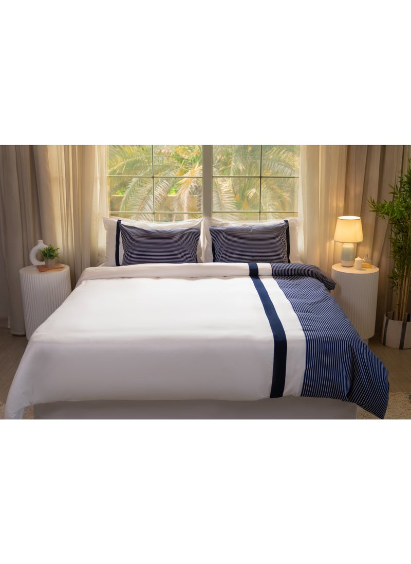 TM HOME TM Home “Muqallam” 6-Piece Embroidered Bedding Set – 100% Egyptian Cotton – 600TC – 250,000-Stitch Fine Line Detailing – Minimalist Luxury  - Image 1