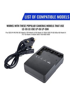 Unewshi LP-E6 Camera Battery Charger for Canon LC-E6 LC-E6N EOS 90D 80D 70D 60D 60DA 7D Mark II 7D 6D Mark II 6D 5D Mark IV 5D Mark III 5D Mark II Battery Quick Charger SLR Digital Power Supply  - Image 2
