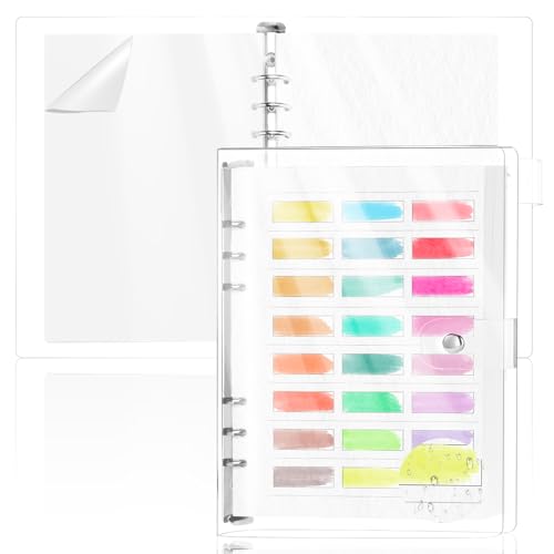 SKLENICE 2 Pack Watercolor Swatch Book for Artists 140Lb 100% Cotton 15 Sheets Acid-Free Travel Size Painters Color Diary Spiral-Bound A5 Watercolor Journal Paper for Oil Pastels with Glassine PVC Cover - Image 1
