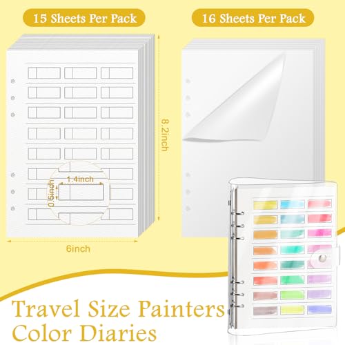 SKLENICE 2 Pack Watercolor Swatch Book for Artists 140Lb 100% Cotton 15 Sheets Acid-Free Travel Size Painters Color Diary Spiral-Bound A5 Watercolor Journal Paper for Oil Pastels with Glassine PVC Cover - Image 2