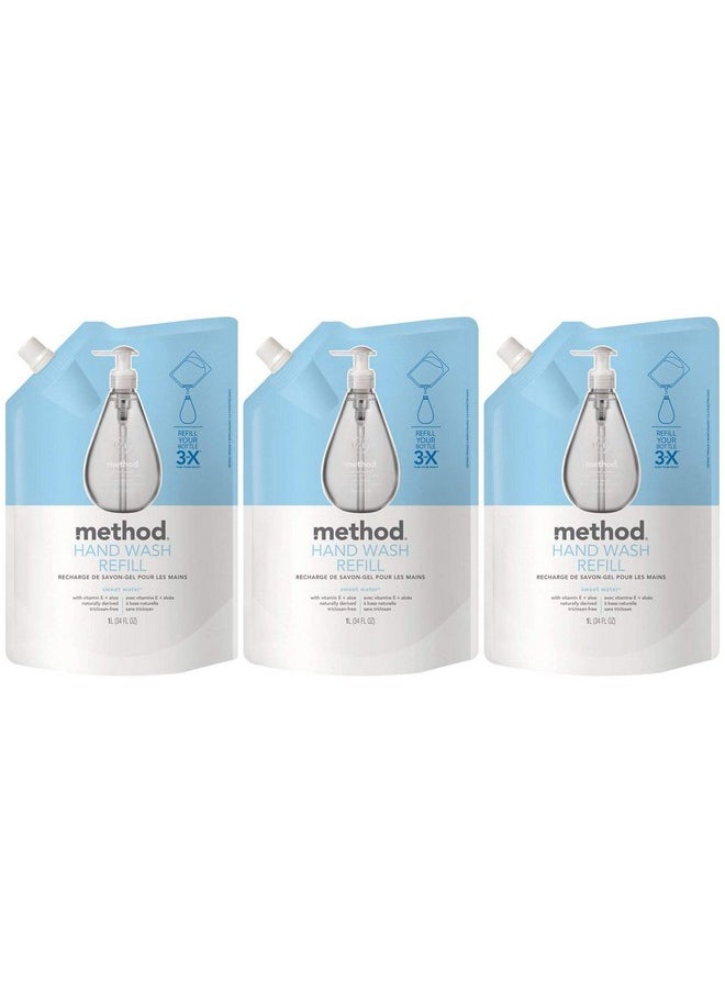 Method - Method Gel Hand Soap Refill, Sweet Water, 34 Fl Oz (Pack of 3) - Image 1