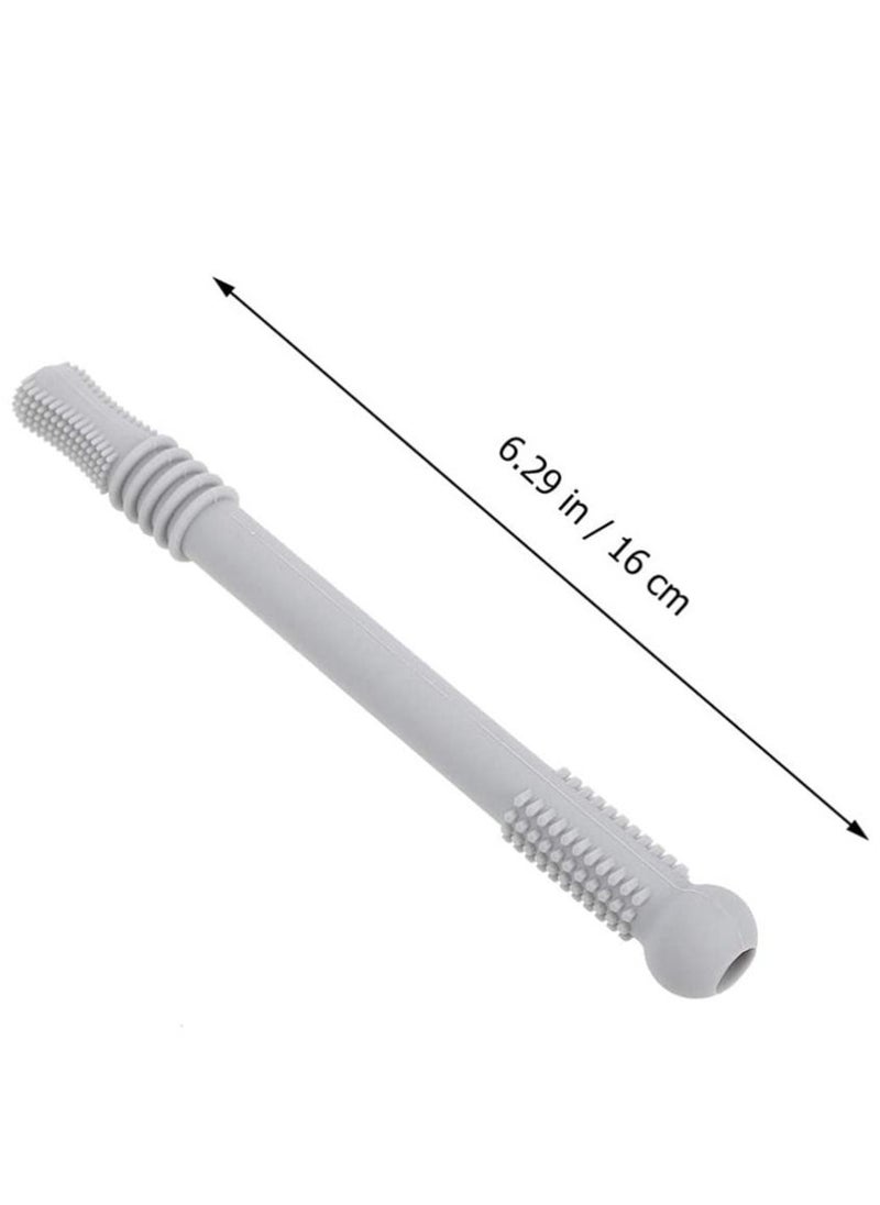 KASTWAVE - 1 Set Hollow Teething Tubes Soft Silicone Baby Soothing Teether Toy Sensory Chew Straw Toy Molar Sticks with Cleaning Brush for Infants Nursing Biting Chewing - Image 1