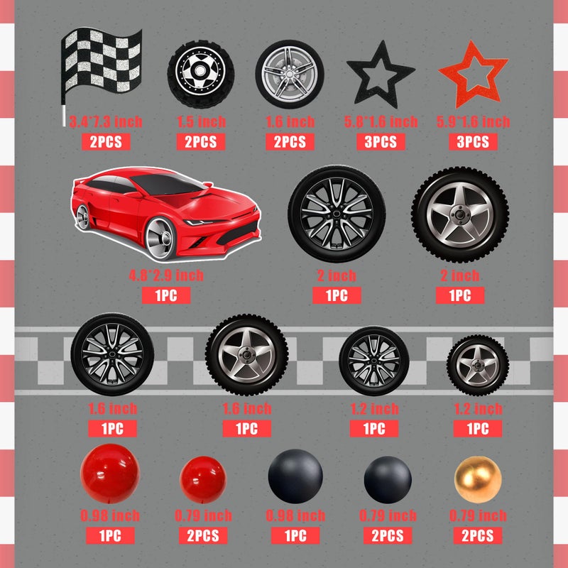 DRWATE 27 PCS Racing Wheel Cake Topper Tyre Cake Decorations for Man Boy Kid Birthday Party Racing Theme Party Race Car Party Favor Supplies (01) - Image 2