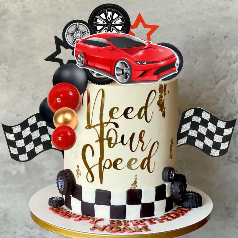 DRWATE 27 PCS Racing Wheel Cake Topper Tyre Cake Decorations for Man Boy Kid Birthday Party Racing Theme Party Race Car Party Favor Supplies (01) - Image 5