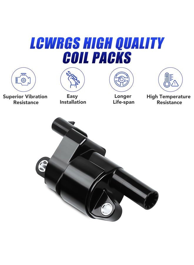 LCWRGS Set of 8 Round Ignition Coil Pack & Spark Plugs Fits for 5.3 6.2 Chevy Silverado 1500 Suburban Tahoe Camaro GMC Sierra Yukon 2014 2015 2016 2017 2018 2019 2020 Replaces# UF742 5C1876 - Image 2