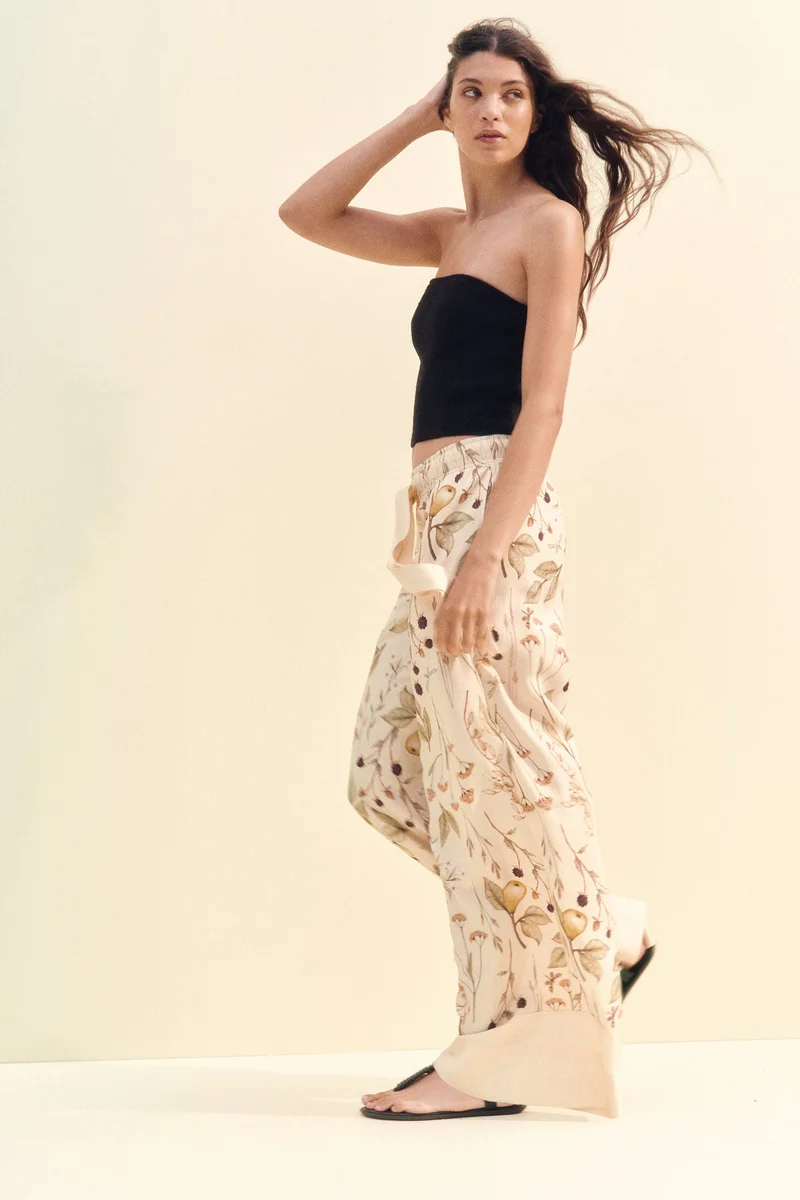 H&M Wide tie-belt trousers