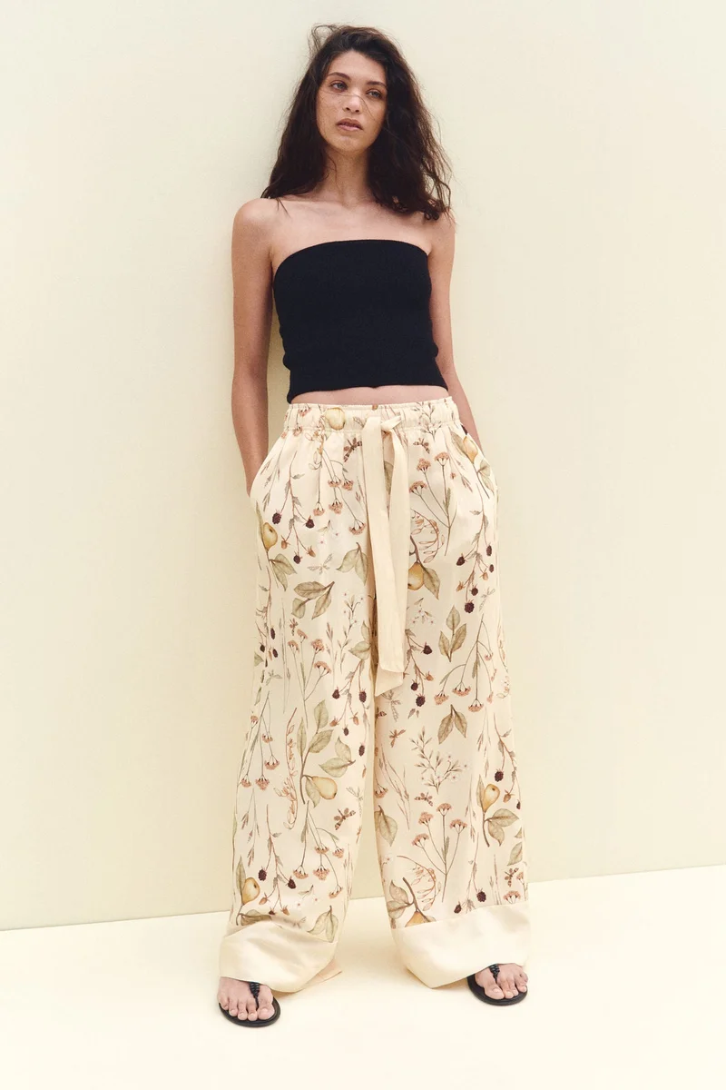 H&M Wide tie-belt trousers