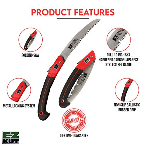 EZ KUT WOW Folding Saw 10” – Heavy-Duty Hand Saw for Tree Trimming, Pruning & Wood Cutting – Compact Foldable Design for Camping, Hunting & Survival – Razor Sharp SK4 Steel Blade - Image 2