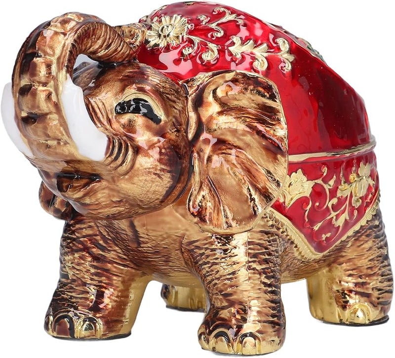 منفضة سجائر بالمينا على شكل فيل بأسلوب رجعي، مصنوعة من سبيكة الزنك مع غطاء، لتزيين المكتب في الداخل والخارج - Image 4