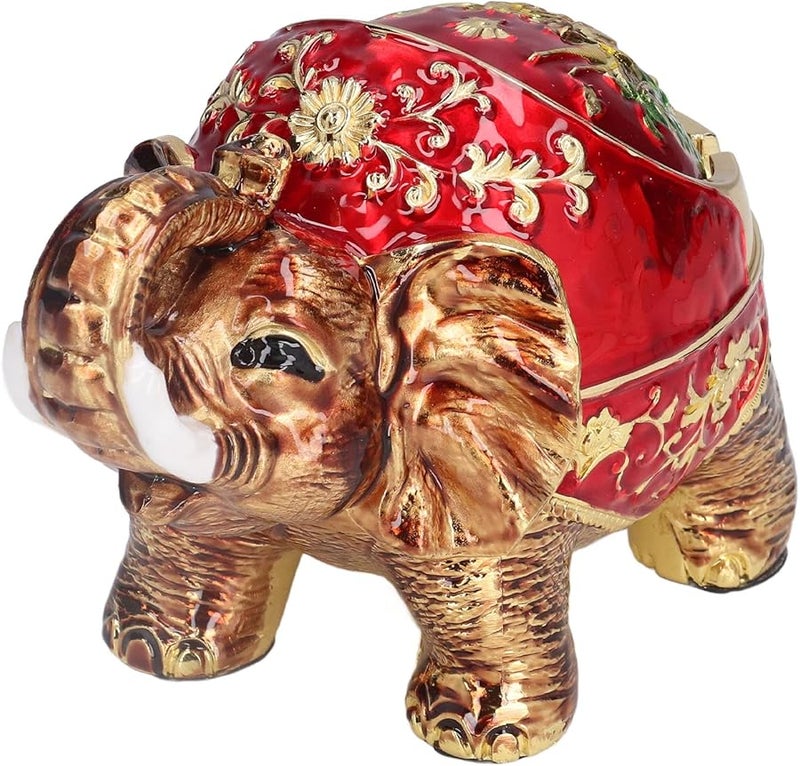 منفضة سجائر بالمينا على شكل فيل بأسلوب رجعي، مصنوعة من سبيكة الزنك مع غطاء، لتزيين المكتب في الداخل والخارج - Image 5