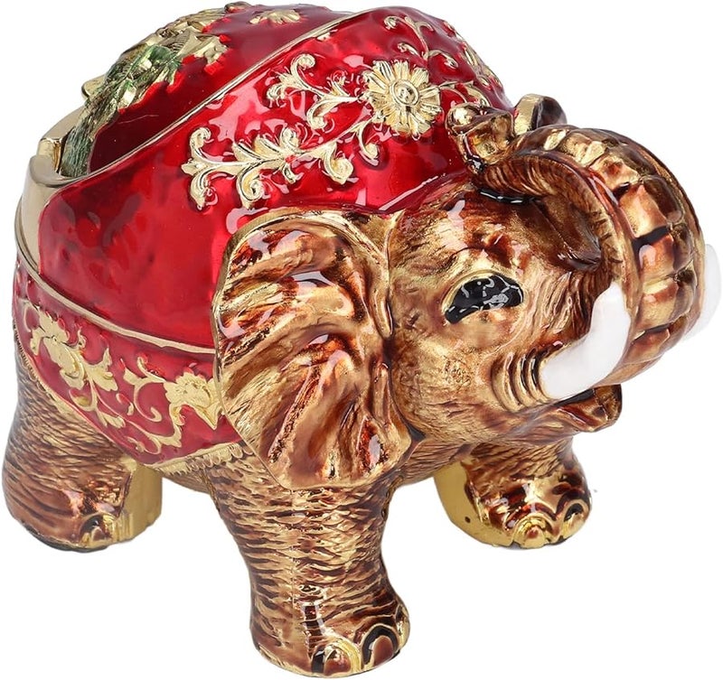 منفضة سجائر بالمينا على شكل فيل بأسلوب رجعي، مصنوعة من سبيكة الزنك مع غطاء، لتزيين المكتب في الداخل والخارج - Image 1