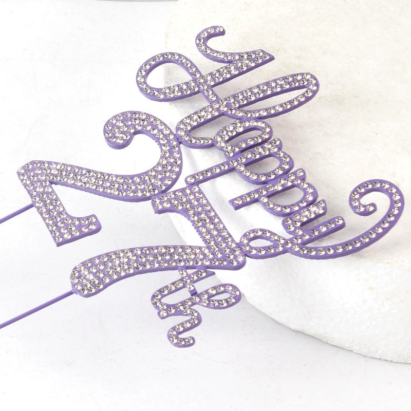 LASKYER Happy 27th Birthday Purple Rhinestone Cake Topper - 27th Birthday/Anniversary Cheers to 27 Years Old Bday Party Metal Sparkly Centerpieces Decorations. - Image 4