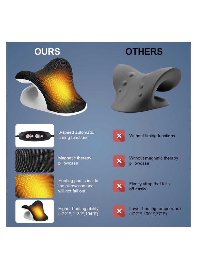 Heated Neck Stretcher with Magnetic Therapy Pillowcase, Neck and Shoulder Relaxer Pillows, Cervical Traction Device for Relieve TMJ Headache Muscle Tension Spine Alignment - Image 2