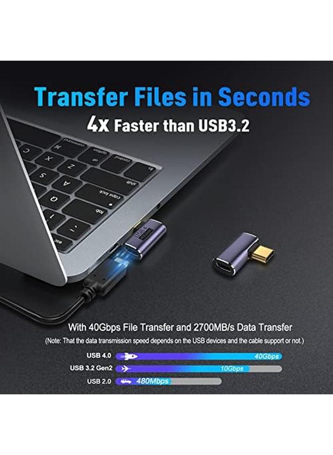 في كوم محول USB C بزاوية 90 درجة، قطعتان، 40 جيجابت في الثانية لنقل البيانات، USB Type C ذكر إلى أنثى، موسع بزاوية قائمة لجهاز Steam Deck، كمبيوتر محمول، هاتف محمول، لوحي - Image 3