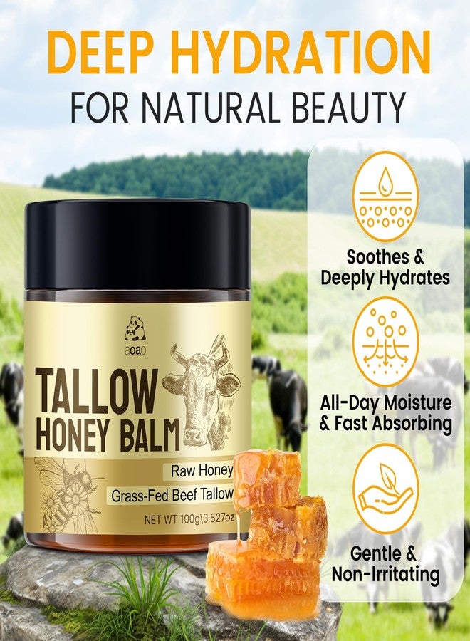 AOAO Tallow Honey Balm for Face & Body, Moisturizer with Organic Grass-Fed Beef Tallow & Raw Wild Honey, Not Diluted, Natural Hydration, Soothes & Nourishes Dry, Sensitive (Tallow Honey_3) - Image 3