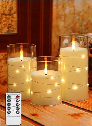 Ramadan Decorations For Home, Flameless LED Candles with Timer 3 pc Flickering Flameless Candles for Romantic Ambiance and Home Decoration,with Embedded Star String，Battery Operated Candles - pzsku/ZDDCBA18F0C31B86E1B87Z/45/_/1732187003/5dcb16bf-abd1-4a24-919d-29c1cabb2cc6