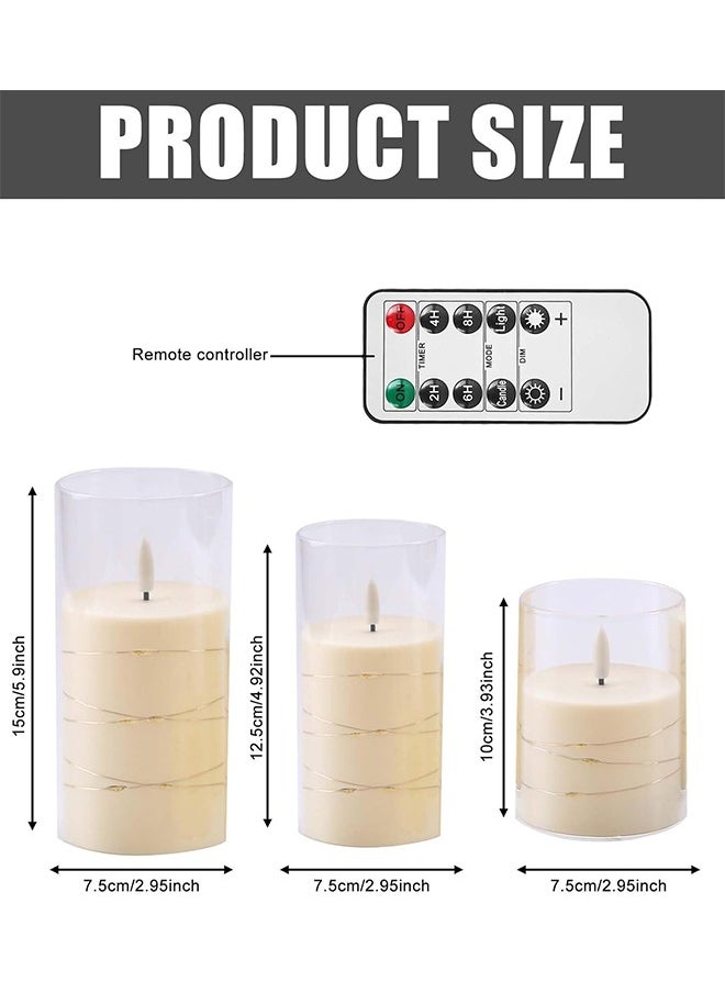 Topyich Ramadan Decorations For Home, Flameless LED Candles with Timer 3 pc Flickering Flameless Candles for Romantic Ambiance and Home Decoration,with Embedded Star String，Battery Operated Candles  - Image 4