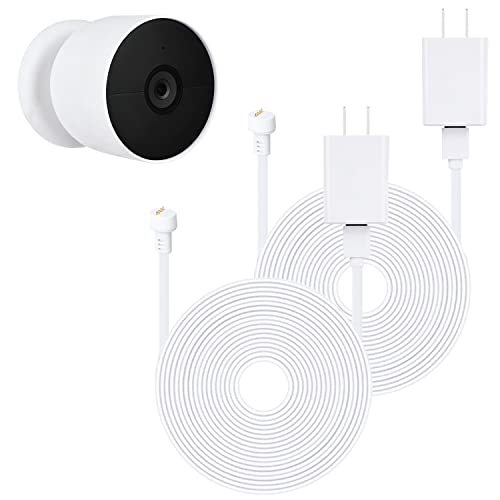 wochel 2Pack Power Cable Compatible with Google Nest Cam Outdoor (Battery), 30Ft/9.1m Weatherproof Outdoor Power Cord Continuously Charging Your Nest Camera (White) - Image 1