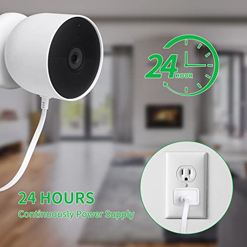 wochel 2Pack Power Cable Compatible with Google Nest Cam Outdoor (Battery), 30Ft/9.1m Weatherproof Outdoor Power Cord Continuously Charging Your Nest Camera (White) - Image 4
