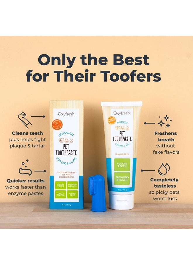 Oxyfresh - Premium Dog Toothpaste And Toothbrush  Best Dog Teeth Cleaning & Dog Plaque And Tartar Fighter  Safe For Cat Toothpaste Too  Vet Formulated (4Oz Pet Toothpaste + Large Finger Brush) - Image 1
