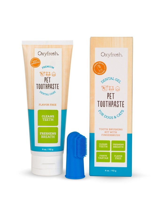 Oxyfresh - Premium Dog Toothpaste And Toothbrush  Best Dog Teeth Cleaning & Dog Plaque And Tartar Fighter  Safe For Cat Toothpaste Too  Vet Formulated (4Oz Pet Toothpaste + Large Finger Brush) - Image 1