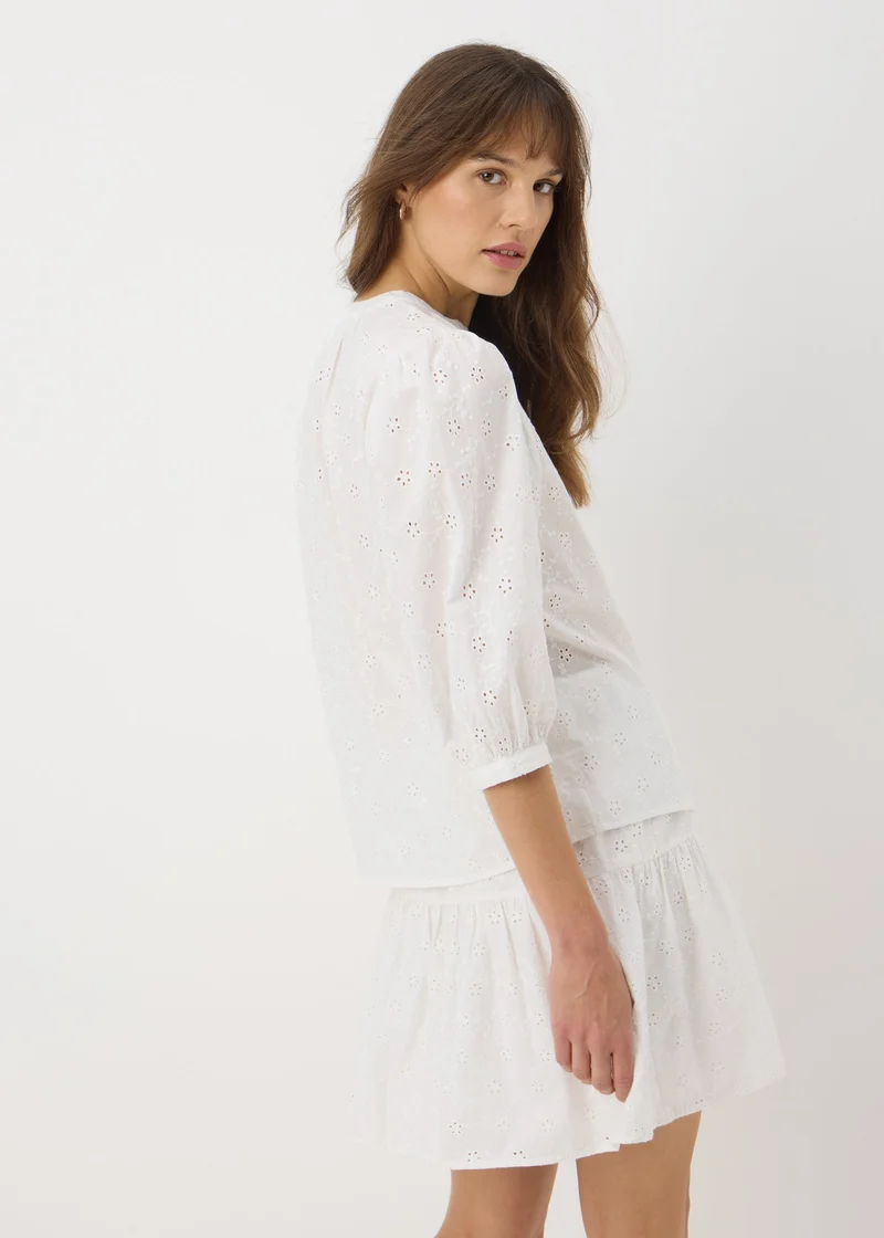 Matalan White Embroidered Puff Sleeve Blouse