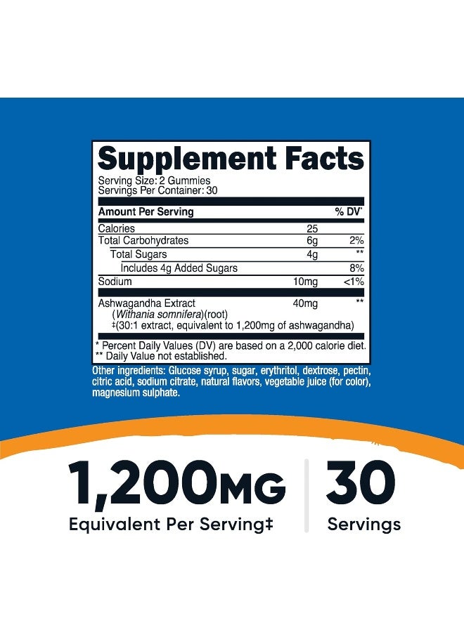 Nutricost حلوى اشواغاندا 1200 مجم 60 حلوى 30 وجبة - Image 2