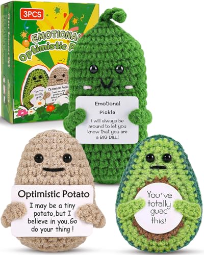 PinCute Cute Crochet Christmas Birthday Gifts Emotional Small Funny Potato Pickle Avocado Inspirational Support Secrete Santa White Elephant Gag Gift for HerHimMomDadFriendCoworker Unique Desk Decor - Image 1