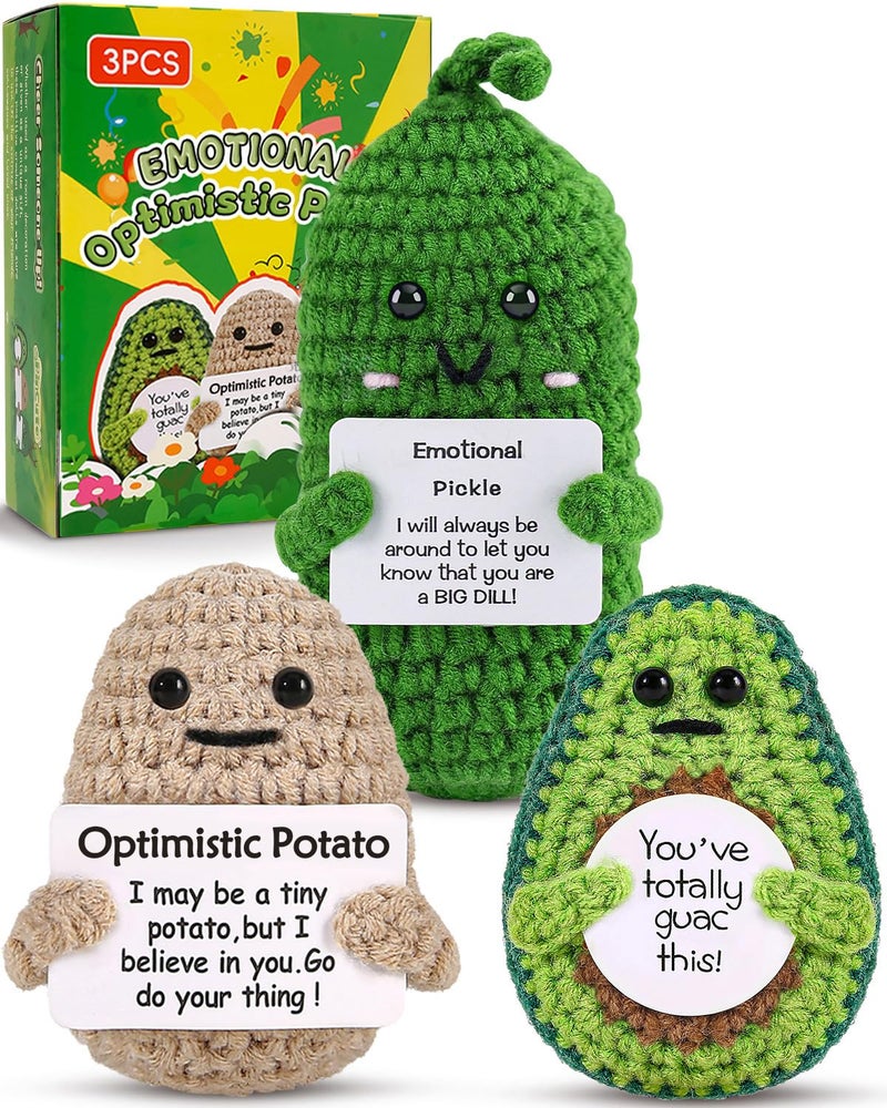 PinCute Cute Crochet Christmas Birthday Gifts Emotional Small Funny Potato Pickle Avocado Inspirational Support Secrete Santa White Elephant Gag Gift for HerHimMomDadFriendCoworker Unique Desk Decor - Image 2