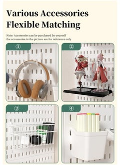 Dominy Pegboard Combination Kit, Wall Mounted Storage Set with 4 Pegboards & 18 Accessories Modular Hanging, Peg Boards Organizer for Walls Display, Kitchen Organizer, White 60×60cm  - Image 2