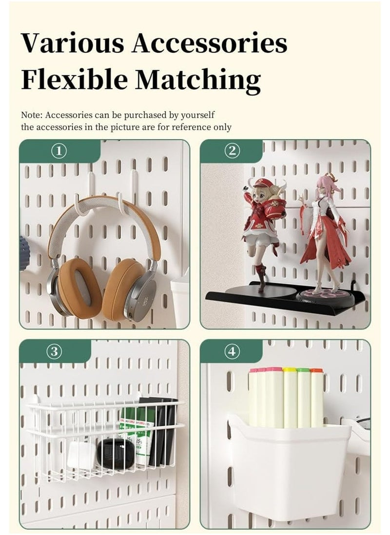 Dominy Pegboard Combination Kit, Wall Mounted Storage Set with 4 Pegboards & 18 Accessories Modular Hanging, Peg Boards Organizer for Walls Display, Kitchen Organizer, White 60×60cm  - Image 2