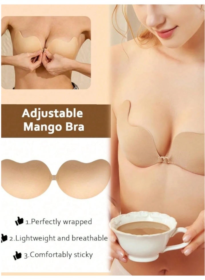 Shein Invisible Strapless Adhesive Bra Size D – Apricot Color – One Size Fits Most with Secure Comfort and Elegant Look - Image 2