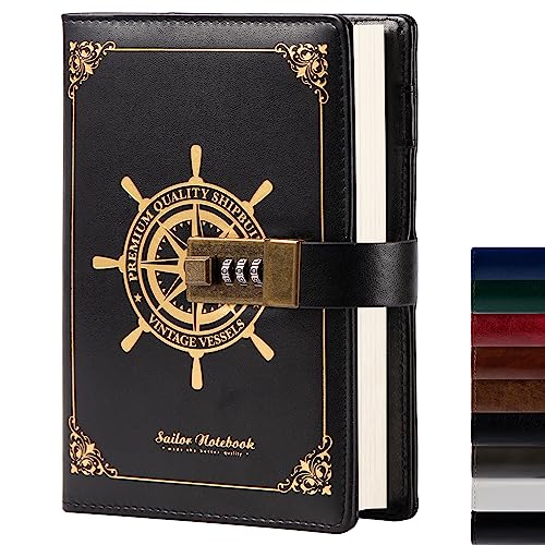 TIEFOSSI Journal With Lock-Journal For Boys-Travel Sailor Writing Diary With Lock-B6 Personal Planner Organizers-As Gift For Girls Women Men, 7.87 X 5.51 In, 224 Pages - Image 1
