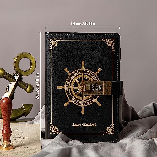 TIEFOSSI Journal With Lock-Journal For Boys-Travel Sailor Writing Diary With Lock-B6 Personal Planner Organizers-As Gift For Girls Women Men, 7.87 X 5.51 In, 224 Pages - Image 2