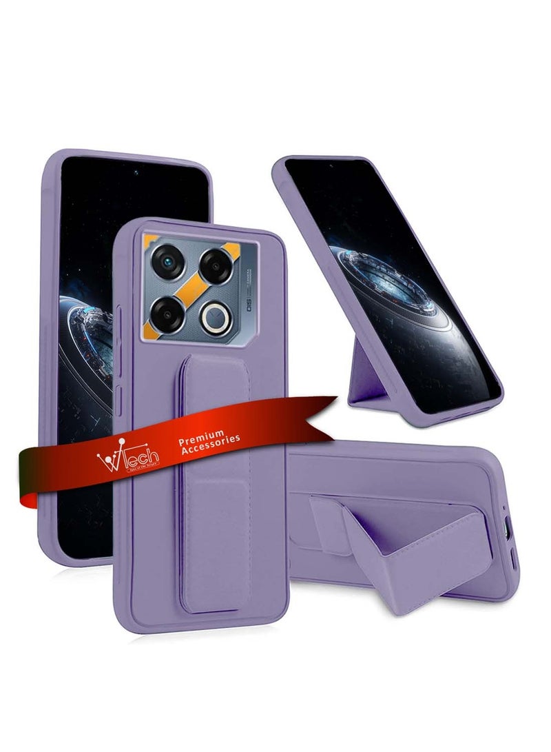 Wtech Infinix GT 20 Pro 5G 2024 Hand Grip Foldable Magnetic Kickstand Wrist Strap Finger Grip with Built-in Iron Case Cover - Lavender - Image 1