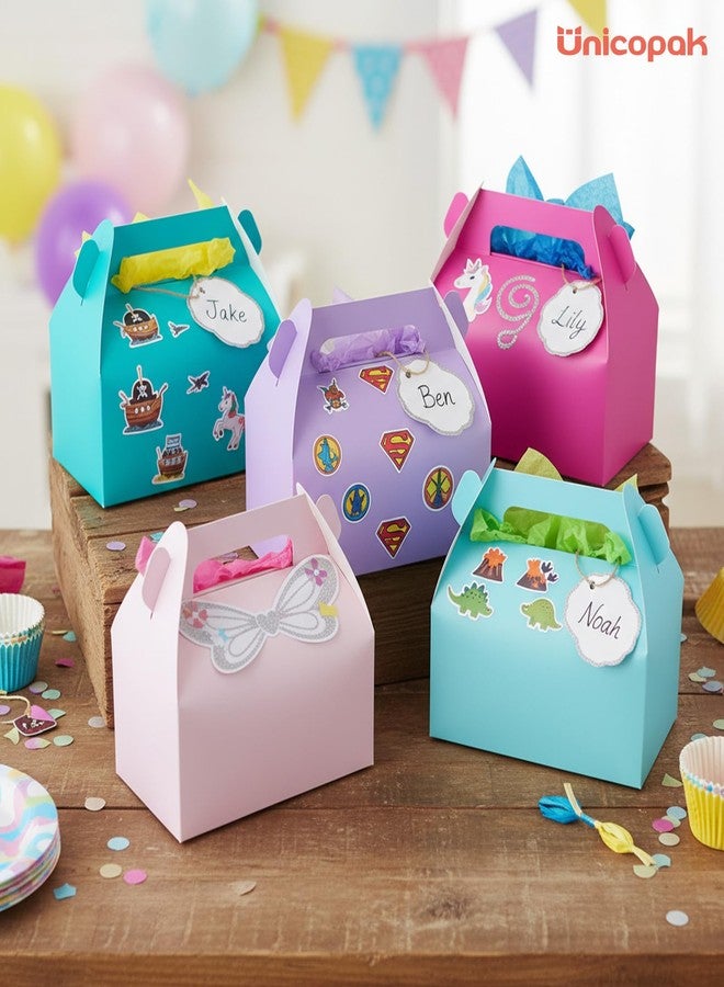 UnicoPak 30 Pack Pastel Party Favor Bag Boxes, Gable Gift Boxes with Handles for Candies Treats Goodies Cookies, Ideal for Theme Birthday Party, Classroom Events, Valentine's Day, 6.5x3.5x3.5 Inches - Image 4