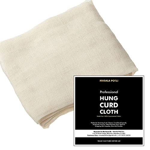 Masala Potli 100% Cotton Muslin Cloth for Curd Straining (Pack of 3, 100x100 cm) | Hung Curd, Paneer, Yogurt, Cheese, Jam Filter, Roti Cover | Unbleached, Reusable, Chemical-Free | Kitchen Cloth - Image 5