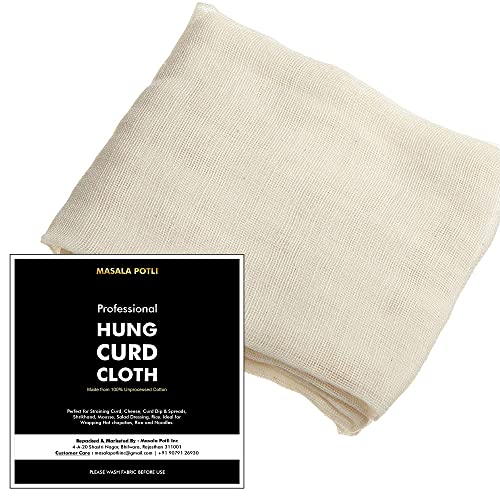 Masala Potli 100% Cotton Muslin Cloth for Curd Straining (Pack of 3, 100x100 cm) | Hung Curd, Paneer, Yogurt, Cheese, Jam Filter, Roti Cover | Unbleached, Reusable, Chemical-Free | Kitchen Cloth - Image 3