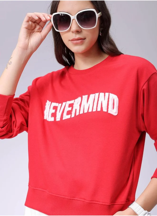مرفوعة Women Relaxed Fit Typographic Crewneck Sweatshirt